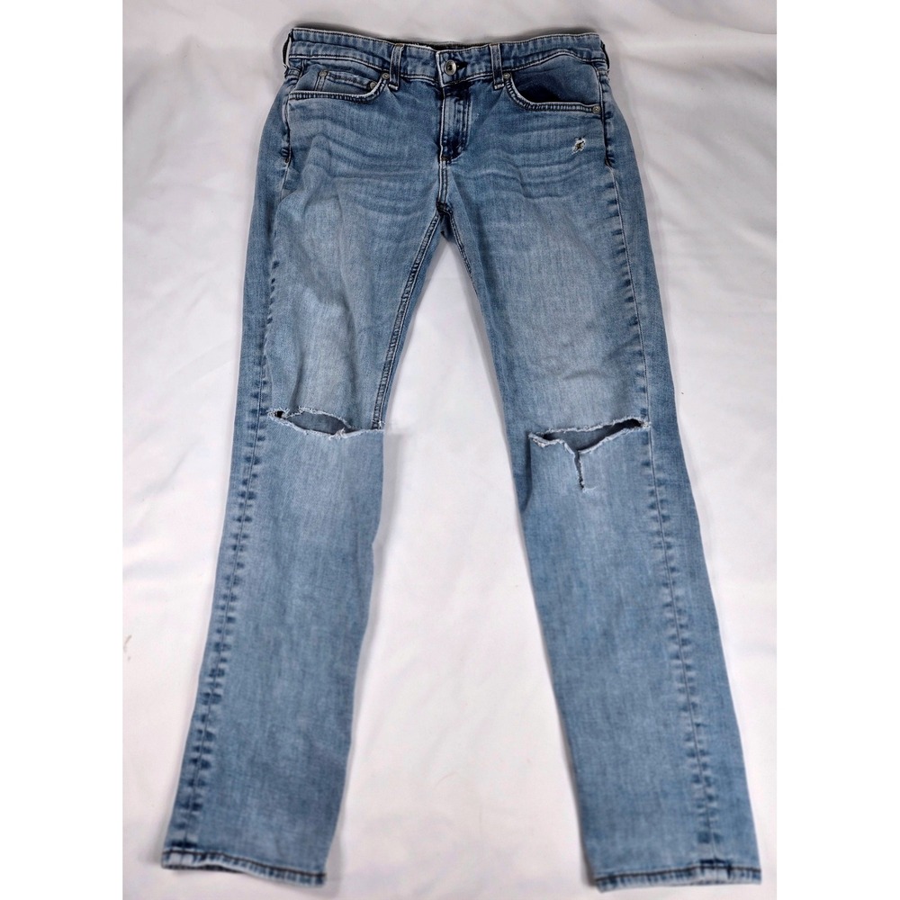 Rag & Bone Dre Low-Rise Slim Boyfriend Distressed Jeans Size 28 Retro Thrashed